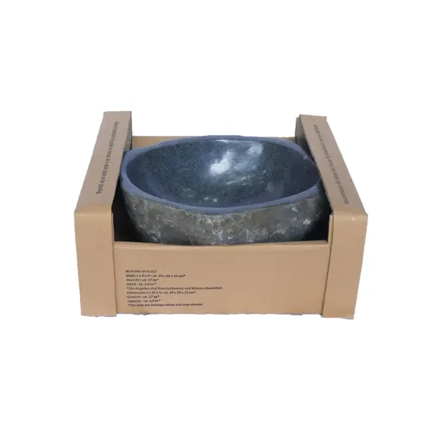 Product image 3 of the product “Water basin made of river stone. Model 3, approx. 34 x 38 x 15 cm height. ”